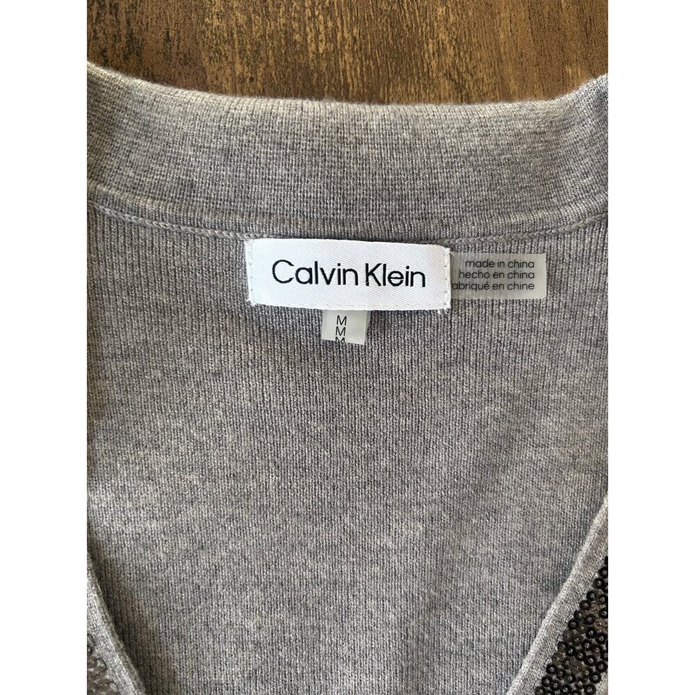 Women’s Medium Calvin Klein Grey Professional V-Neck Dressy Career Sweater - Picture 8 of 10